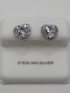 925 Silver 2ct Mystic Topaz Heart Halo Stud Earrings AAA CZ